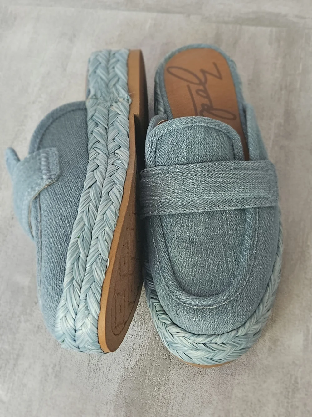 Zodiac Women's Gizelle Blue Denim Platform Espadrille Mules Slides Size 7
